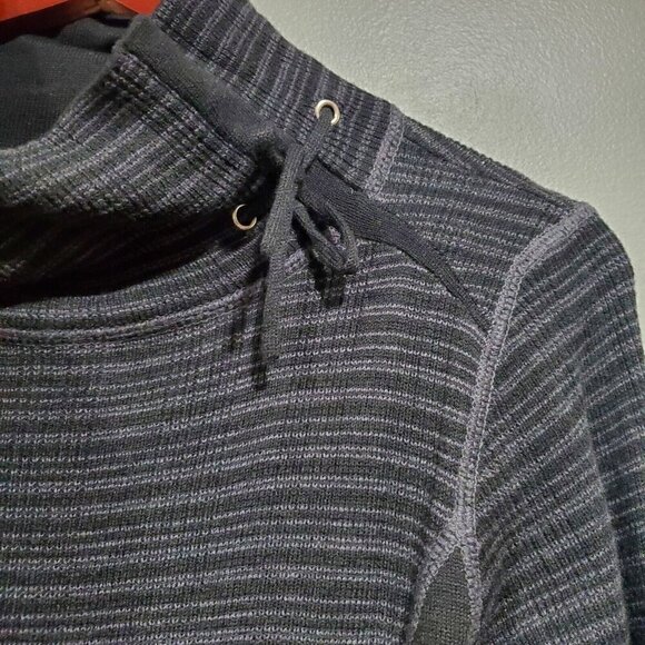 PrAna Women's Coal Kelland Turtleneck Wool-Blend Sweater Dress Black Stripe Sz M - Picture 7 of 16